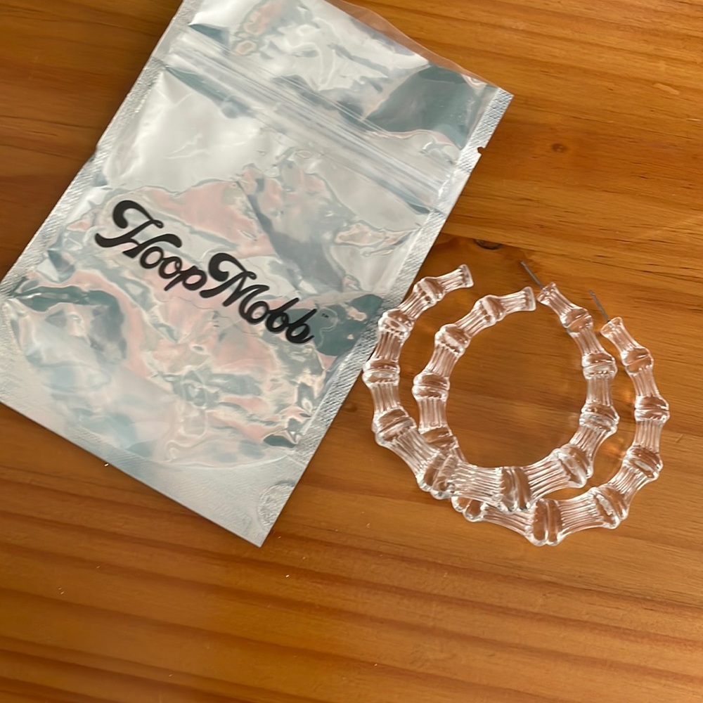 Large Clear Bamboo Earrings